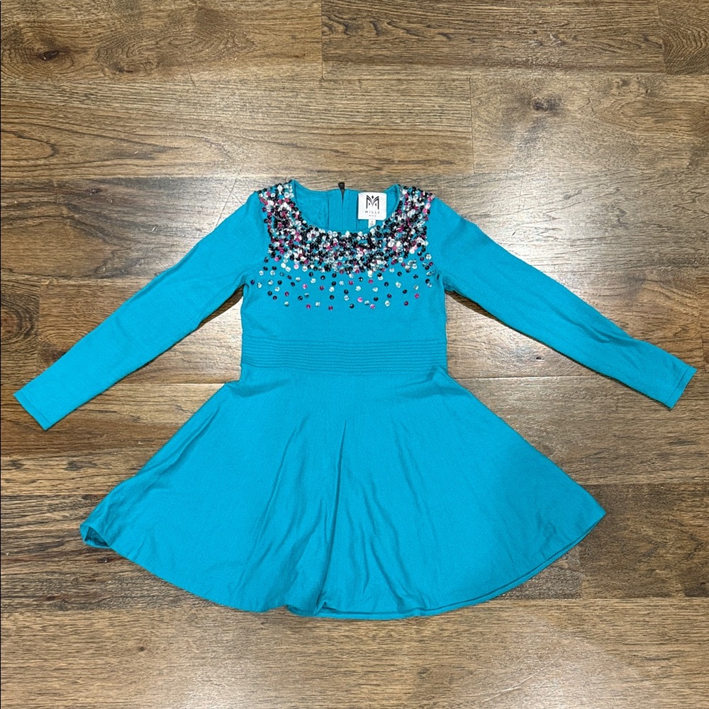 Molly Minis teal sweater dress
